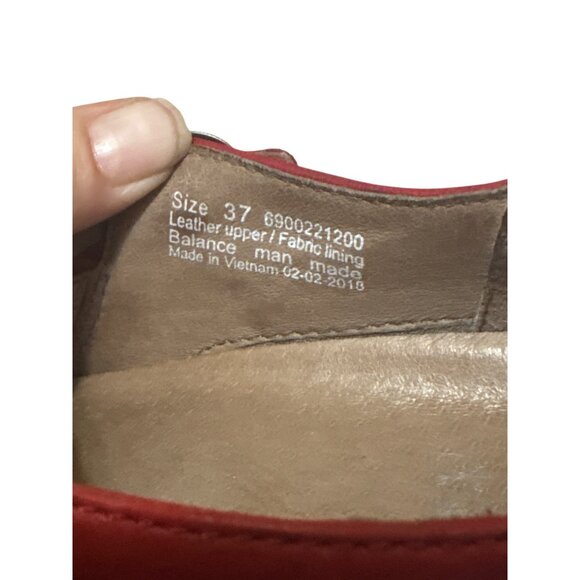 Dansko Red Leather Mary Jane Wedge Shoes Size 7 Made In Vietnam - Picture 2 of 8